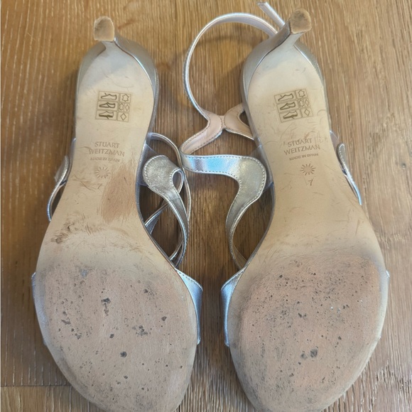 🔥Stuart Weitzman🔥FORMAL Mariposa 80 Sandal Sz7 Silver Worn3times PriceFirm! - Picture 11 of 14